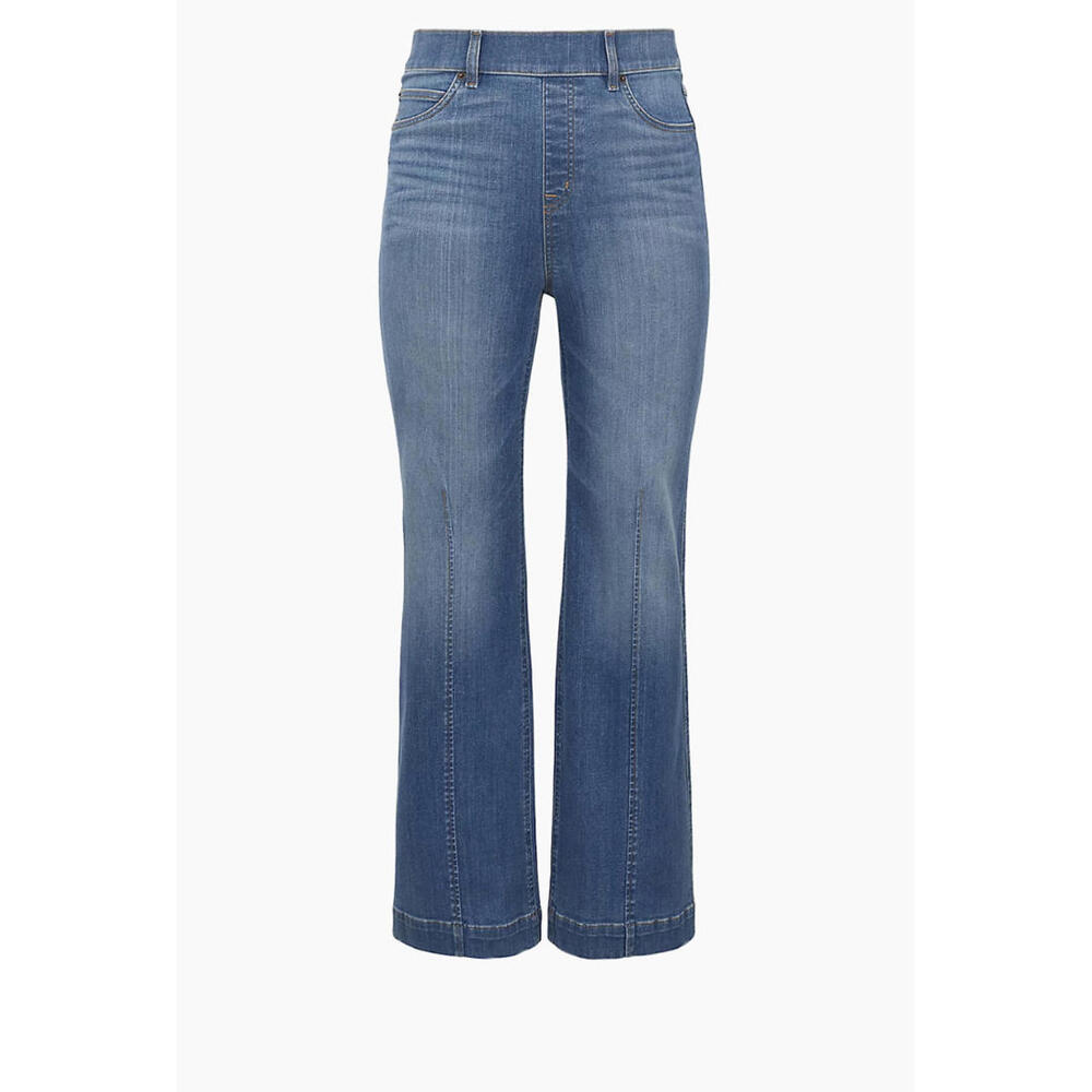 Spanx - Seamed Front Wide-Leg Denim Jeans, size Small